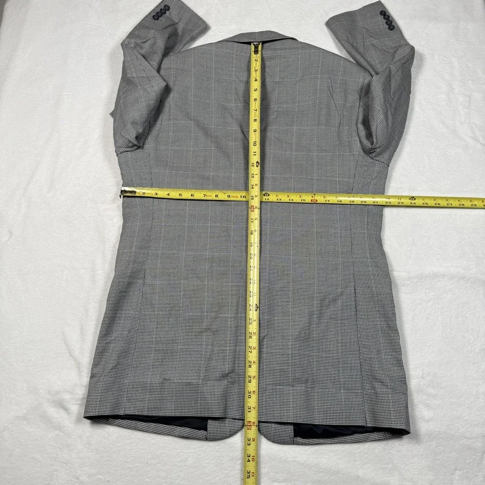 Jos A Bank Blazer Mens 43L Gray‎ Wool Houndstooth Two Button Jacket Sport Coat
